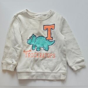 Jumping Beans Cream and Teal Triceratops Sweatshirt Size 24 Months